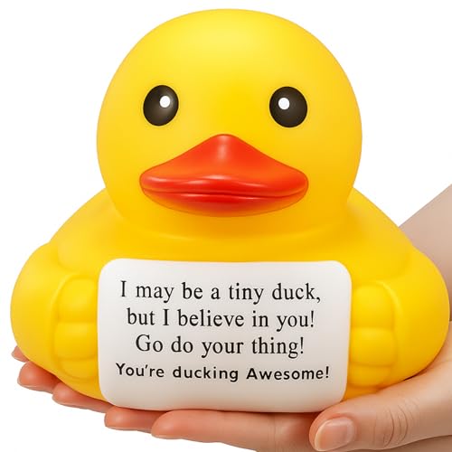 Civaner 7 Inch Emotional Giant Rubber Duck with Positive Message Thank You Gifts Motivational Rubber Duck Gift for Desk, Office, Home Decor Graduation(I Believe in You) - style: I Believe in You
