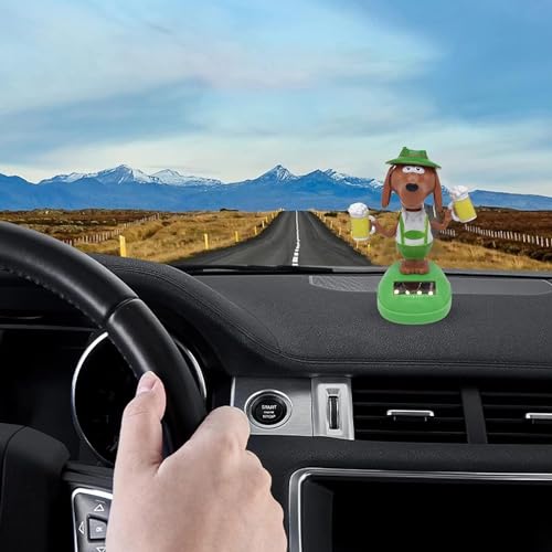1Pc Green Solar Powered Dancing Beer Dog Ornaments,Swinging Animated Dancer,Solar Powered Dancing Dog,Car Bobble Head Decors,Bobble Head Figures Dashboard Doll,Solar Power Kits,Learning and Education