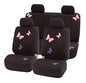 FH Group Full Set Butterfly Cloth Car Seat Covers - Universal Fit, Low Back Front Seat Covers, Solid Back Seat Cover, Washable Seat Cover for SUV, Sedan, Van, Black - color: Black Butterfly, size: Full Set