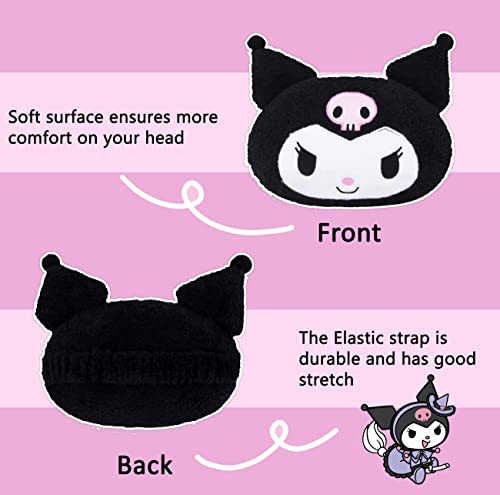 Roffatide Anime Kuromi Cartoon Car Neck Pillow 2 Pcs Plush Auto Head Neck Rest Cushion for Chairs, Recliners, Driving Seats Black (LYS10106) - color: C 2 Pc Car Neck Pillow