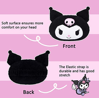 Roffatide Anime Kuromi Cartoon Car Neck Pillow 2 Pcs Plush Auto Head Neck Rest Cushion for Chairs, Recliners, Driving Seats Black (LYS10106) - color: C 2 Pc Car Neck Pillow