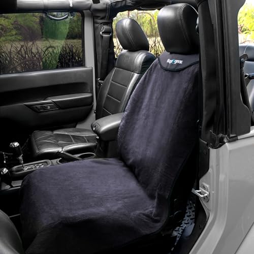 Happeseat Waterproof Car Seat Cover & Protector – Universal Fit Car Seat Towel Cover – Non-Slip Backing, Easy Install & Storage, Machine Washable, Fits Front & Back, Black