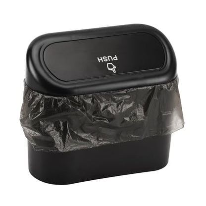 Accmor Car Trash Can with Lid, Mini Auto Dustbin Garbage Organizer with 30 Pcs Plastic Trash Bag, Automotive Garbage Container Bin for Vehicle, Home, Office - color: 1 Black