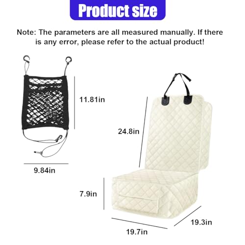 Dog Car Seat Cover, Waterproof & Scratch Proof Car Seat Protector with Side Flaps, Nonslip Front Car Seat Covers with Elastic Net Barrier, Universal Dog Mat for Cars, SUVs, Trucks (White) - color: White