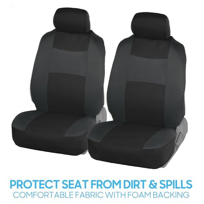 BDK PolyPro Car Seat Covers Full Set in Reverse Charcoal, Front and Rear Split Bench Seat Covers for Cars, Easy to Install Car Seats Cover Set and Accessories for Auto Trucks SUV - Reverse Charcoal - color: Reverse Charcoal