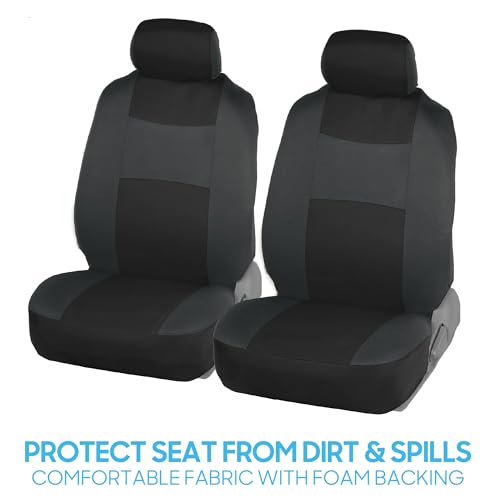 BDK PolyPro Car Seat Covers Full Set in Reverse Charcoal, Front and Rear Split Bench Seat Covers for Cars, Easy to Install Car Seats Cover Set and Accessories for Auto Trucks SUV - Reverse Charcoal - color: Reverse Charcoal