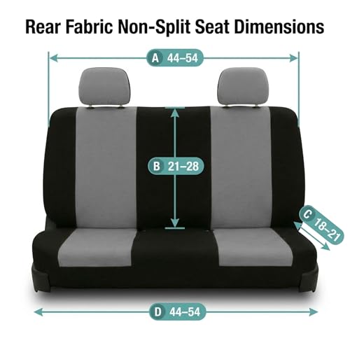 FH Group Automotive Solid Bench Car Seat Cover Flat Cloth Rear Set, Easy to Install – Universal Fit for Cars Trucks & SUVs (Gray) FB050012 - color: Gray