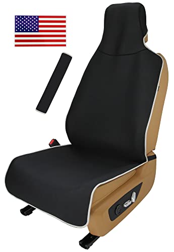Waterproof Neoprene Car Seat Cover, Sweatproof Non-Slip Seat Protector, Universal Fit for Front Bucket or Rear Bench Seat of Cars, SUVs, Vans, Trucks, Compatible with Airbags and Armrests - color: Black