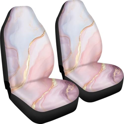 Pehede Car Seat Cover Gold Pink Marble Texture Front for Cars, Easy to Install Cover Set, Accessories Auto Trucks Van SUV,2 Packs - color: Multi14