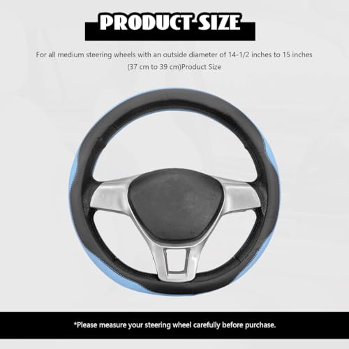 Microfiber Leather Steering Wheel Cover, Breathable Steering Wheel Protector with Anti-Slip Inner Ring, Universal 14.5"-15" Car Wheel Cover Auto Interior Decor for Men Women (Blue) - color: Blue