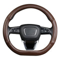 D Shaped Steering Wheel Cover, Genuine Leather Flat Bottom Stearing Wheel Cover Luxury Car Accessories 14 1/2-15 inch (Brown)