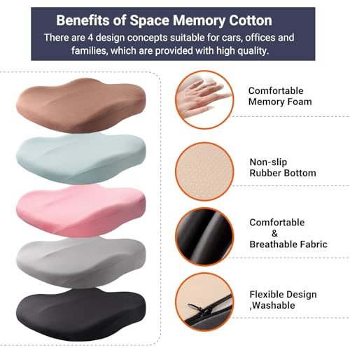Car Seat Cushions for Driving, Comfort Memory Foam Wedge Driver Seat Cushion, Adult Booster Cushion, Adult Booster Seat for Car, Height 3.9 inch, for Car, Truck, Long Trips,Black