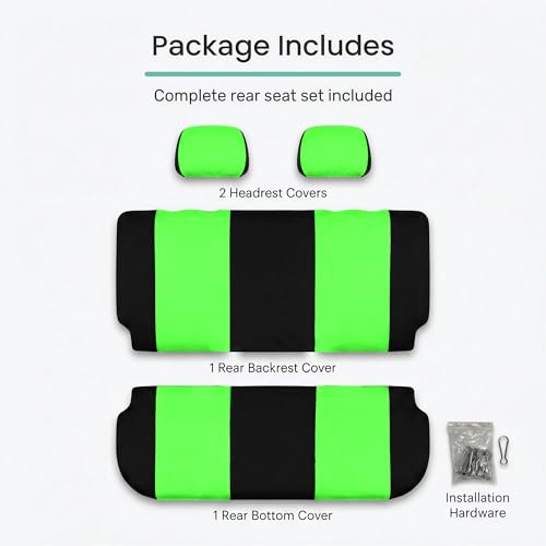 FH Group Pair Set Flat Cloth Car Seat Covers- Universal Fit for Trucks, SUVs, and Vans (Green/Black) FB050102 - color: Green