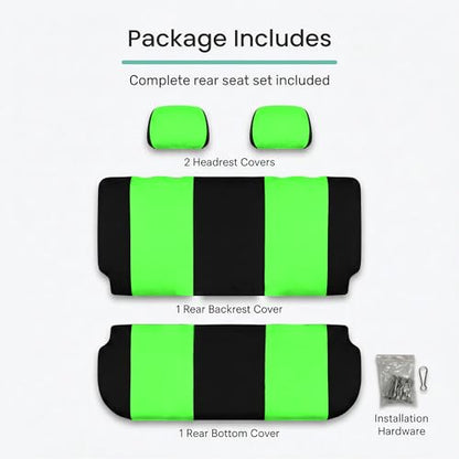 FH Group Pair Set Flat Cloth Car Seat Covers- Universal Fit for Trucks, SUVs, and Vans (Green/Black) FB050102 - color: Green