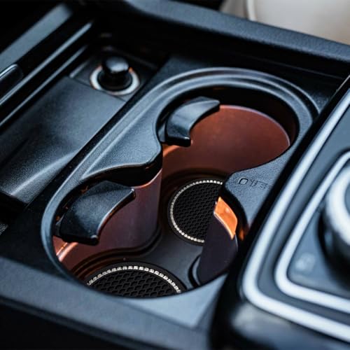 4 Pack Bling Car Cup Holder Insert Coasters Universal Bling Car Coaster with Rhinestone Crystal Car Cup Holder Coaster Auto Interior Accessories for Women 2.75 Inch Anti-Slip Car Cup Mat (Black)