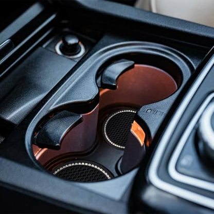 4 Pack Bling Car Cup Holder Insert Coasters Universal Bling Car Coaster with Rhinestone Crystal Car Cup Holder Coaster Auto Interior Accessories for Women 2.75 Inch Anti-Slip Car Cup Mat (Black)