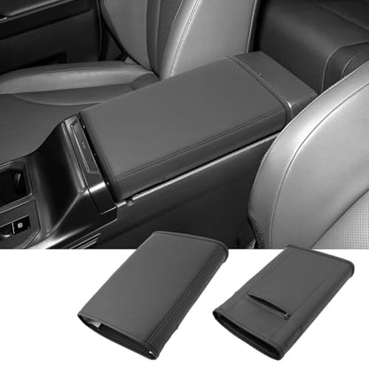 2026 RAV4 Center Console Cover wiht Privacy Pocket, for Toyota RAV4 (LE/SE/XLE Premium/Woodland/XSE/Limited/GR Sport), Waterproof &Comfy Leather Armrest Cover 2026 RAV4 Accessories - color: Black - Leather B