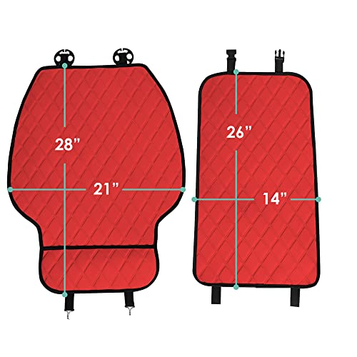 FH Group Car Seat Cushion – Neosupreme Single Front Seat Cover with Front Pockets, Airbag Compatible, Universal Fit Car Seat Cushion for Driver or Passenger Seat, SUV, Truck, Sedan & Van – Red - color: Red, style: Front