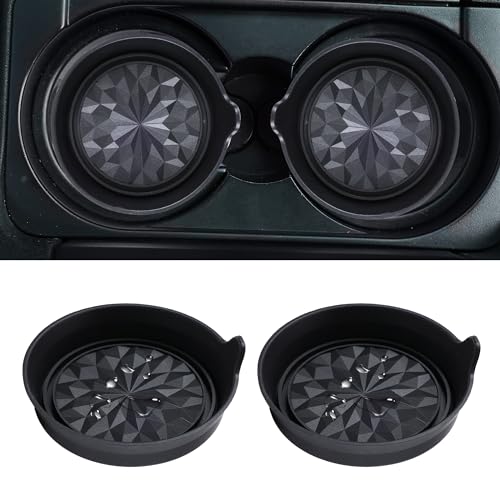 Car Cup Coaster Universal Automotive Waterproof Non-Slip Cup Holders Sift-Proof Spill Holder Car Interior Accessories 2 Pack Black Flower - color: Black Flower Solid, size: 2 Pack