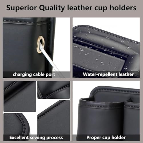 Car Seat Gap Filler Organizer with Cup Holders, Seat Gap Storage Box for Drinks, Phones, Keys, Sunglasses, Cards, and Small Essentials (Beige, Passenger Seat)