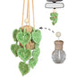 ROFIGL Handmade Crochet Hanging Car Air Freshener- Lifelike Green Pothos for Hanging with 12ml Thick Refillable Glass Diffuser Bottle, Suitable Decor for Car Rearview Mirror, Home & Wellness Spaces - style: Green Pothos