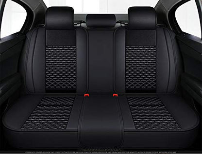 Bling Retro Fashion Lattice Silk and Leather Car Seat Covers Front and Rear Seat Covers Universal Fit (Black-Basic) - color: Black-Basic