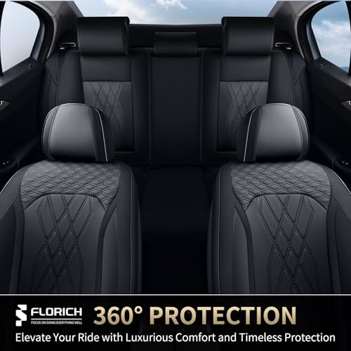 Leather Cars Seat Covers Full Set, Waterproof Automotive Seat Covers Seats Full Wrapping Edge Seat Cushion Non-Slip Breathable Universal Fit for Most Car Truck SUV Seat Protection, Black - color: Black, size: FullSet