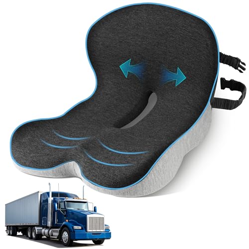 Truck Driver Seat Cushion, Memory Foam L-Shaped Ergonomic Cushion for Office Chairs, Comfort & Support for Long Sitting - color: Gray-black, size: Average Size