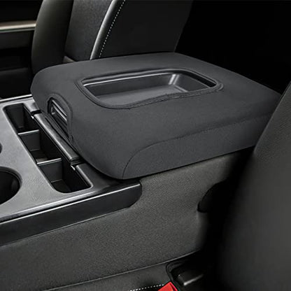 ISSYAUTO Center Console Cover Compatible with Silverado Sierra 2014 2015 2016 2017 2018 with 40/20/40 Jump Seat Console Neoprene Armrest Cover (fit Split Bench Seat Console ONLY) - color: Black~Neoprene, size: Jump Seat Console 2014-2018 Silverado Sierra