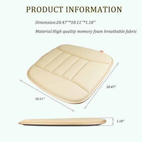 Car Seat Cushion Pad for Driving, Chair Cushion for Office/Truck with Memory Foam, Seat Cushion Comfortable and Durable, Khaki