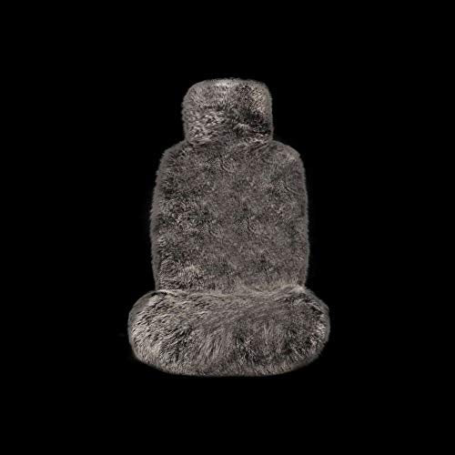 Maples Faux Fox Fur Car Seat Cover for Cars SUV Trucks Universal Fit, Soft Plush Synthetic Fox Buck Fur Car Seat Cushions, 1 Seat (Black White Tip) - color: Black white Tip