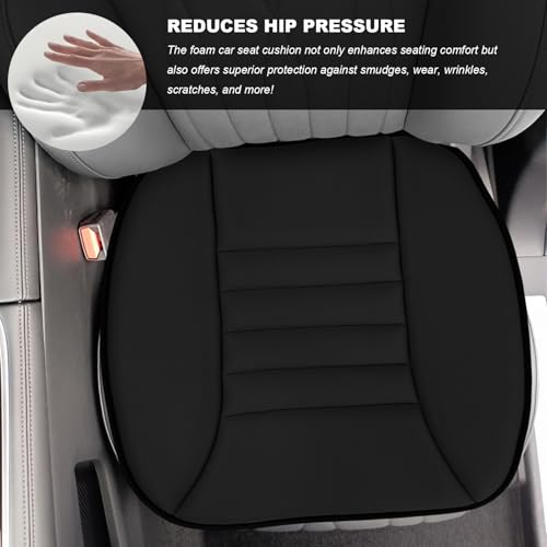 Car Seat Cushion, Breathable Driver Seat Protector with 1.2" Thick Comfortable Memory Foam, Universal Non-Slip Chair Pillow Pressure Relief Cushion Pad for Car Home Office (Black) - color: Black