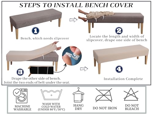 SPRINGRICO Stretch Dining Bench Cover, Removable Bench Slipcover Washable Bench Seat Protector Rectangle Bench Cover for Dining Room, Living Room, Bedroom, Kitchen (Cassandra) - color: Cassandra
