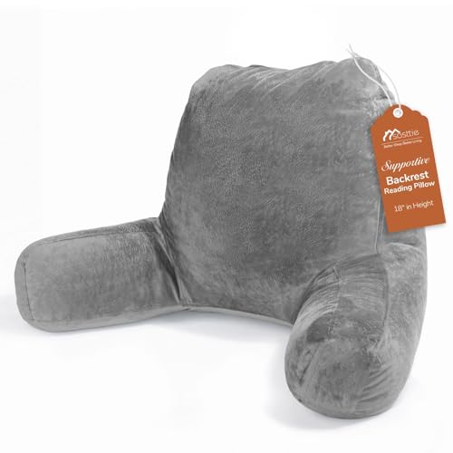 Sasttie Reading Pillows for Sitting in Bed Adult, Back Pillow Bed Sitting Up, Back-Rest Support Cushion for Sit Up on Couch, Sofa, and Floor, Dorm Essentials, Oeko-Tex Certified, Dark Grey - color: Dark Grey, size: Standard (18-Inch)