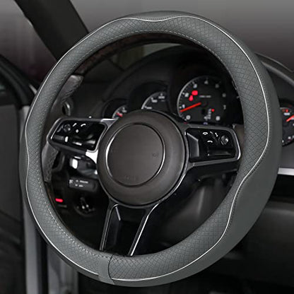 Car Steering Wheel Cover, Anti-Slip, Safety, Soft, Breathable, Heavy Duty, Thick, Full Surround, Sports Style (Gray) - color: Gray