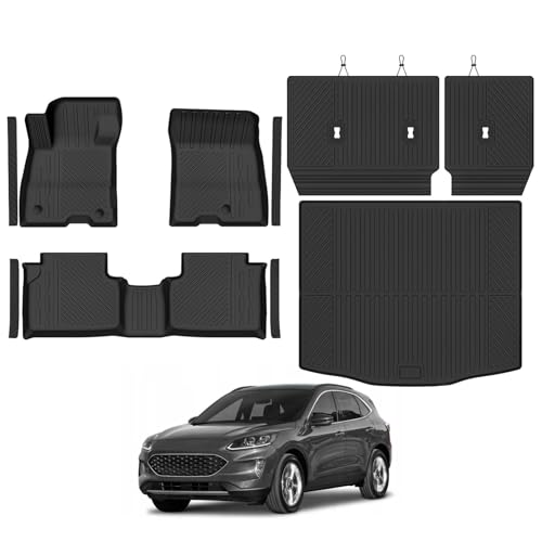 Floor Mats for Ford Escape Hybrid 2020-2025 2026, Trunk Mat and Backrest Mat & Door Sill Guard All Weather TPE Protector for Ford Escape Floor Liner Accessories - size: 2)Escape Hybrid|2020-2026