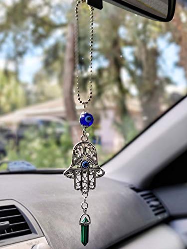 LUCKBOOSTIUM Hand Protection Amulet Evil Eye Car Rearview Mirror Hanging Ornament Charms Accessories Good Luck Charms - (2"x11" Malachite Green) - color: Malachite Green