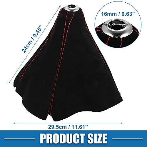Car Shift Boot Cover Universal Gear Shift Knob Boot Dust Cover Suede Black with Red Line