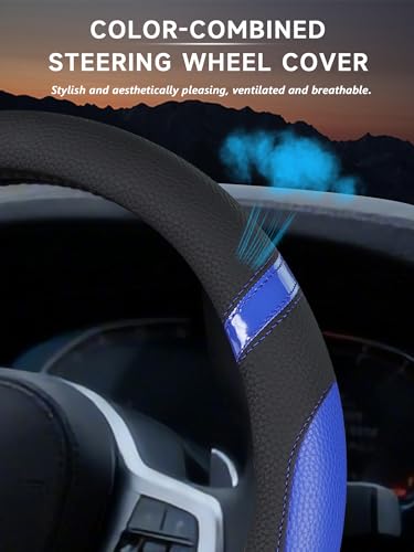 Cxtiy Universal 15.5-16 Inch Steering Wheel Cover – Non-Slip Microfiber Leather, Easy Install, Thickened Grip, All-Season Comfort for Cars & Trucks (Navy Blue, 15.5"-16") - color: Navy Blue