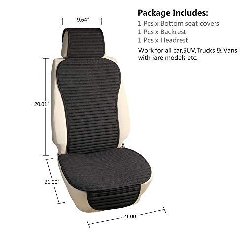 Suninbox Car Seat Covers,Cloth Car Seat Cover,Buckwheat Hull Cooling Car Seat Covers,Universal Car Seat Protector, Breathable Comfortable Ventilated Front Seat Only,Black - color: Black Front Seat