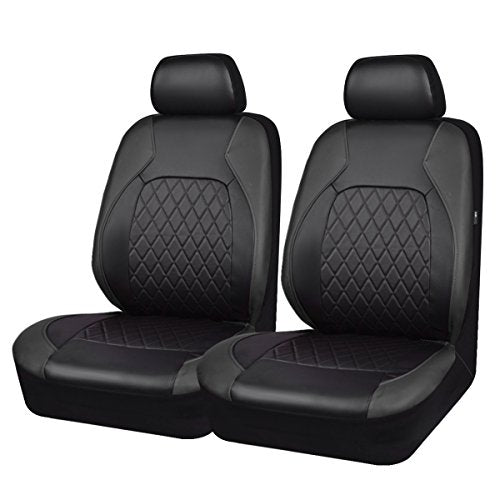 Universal Pu Leather Car Seat Covers Front Seats only, Airbag Compatible, Water-Resistant Durable Premium Vinyl, Fit for 95% Vehicles,Cars,Vans,SUV,Sedans (Luxury 2 PCS All Black)