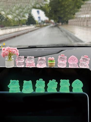 Cute Car Decor Accessories for Funny Luminous Dashboard Truck Accessory Animals Kawaii Computer Monitor Decoration Decoracion De Carro,8PCS Pig - color: Pig1