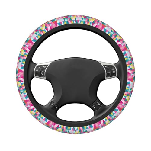 Thickened Elastic Steering Wheel Cover, Geometric Triangle Pattern Ultra, Soft, Breathable, Fit for Cars, SUVs, Trucks, Stylish Comfortable Grip - color: Geometric Triangle Pattern