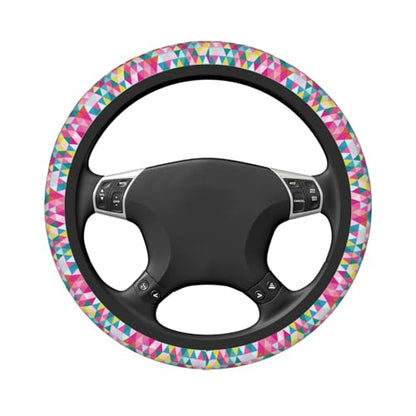Thickened Elastic Steering Wheel Cover, Geometric Triangle Pattern Ultra, Soft, Breathable, Fit for Cars, SUVs, Trucks, Stylish Comfortable Grip - color: Geometric Triangle Pattern