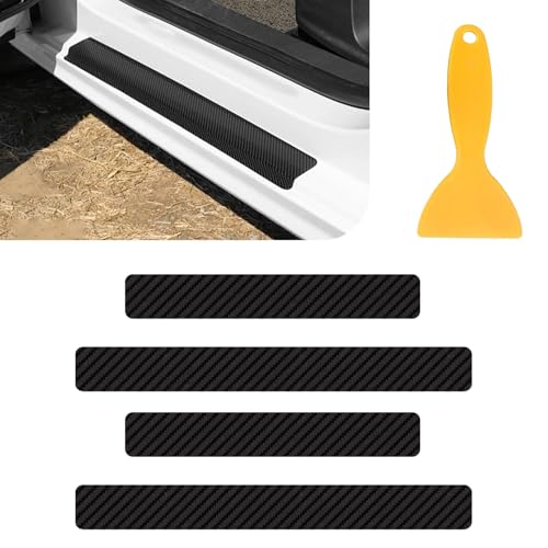 Car Door Sill Protector 5D Carbon Fiber Door Sill Guards Interior Trim Sticker, 4PCS Universa Carbon Fiber Anti-Scratch Entry Edge Guard Protection Trim Strips Black Car Accessories (Black 5D) - size: Black 5D
