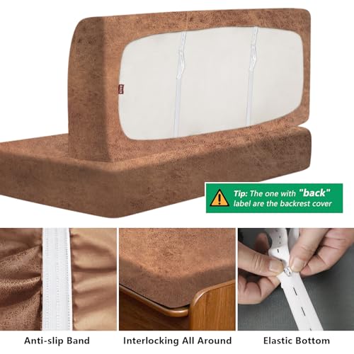 molasofa Leather Like RV Dinette Cushion Covers, RV Booth Seat Cover Stretchable Camper Cushion Couch Covers Washable Slipcovers for RV Camper Car Bench (1 Backrest Cover & 1 Bench Cover, 06Brown) - color: 06brown, size: 1 Bench Cover & 1 Backrest Cover