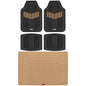 Motor Trend FlexTough Beige Floor Mats for Cars & Cargo Mat Full Set - All Weather Front & Rear Rubber Automotive Floor Mats & Cargo Liner for SUV, Car, & Van - Interior Trunk Mat & Floor Cover