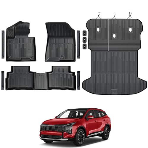 Floor Mats for Kia Sportage Hybrid 2023-2026, All Weather Floor Mats Trunk Cargo Liner with Backrest Protectors and Door Sill Guards Accessories, Full Coverage Set (Not Fit PHEV&Gas) - size: For Kia Sportage Hybrid | 2023-2026