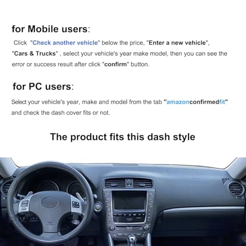 Dash Cover Mat Custom Fit for Lexus IS250 IS350 is F ISF XE20, Dashboard Cover Pad Carpet Protector (Black) F87 - color: 06-13 IS250 IS350 Black