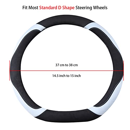 Soft Suede D Shape Steering Wheel Cover, Warm Steering Wheel Cover Fashion Universal 15 inch, Light Blue - color: D Light Blue, size: D Shape